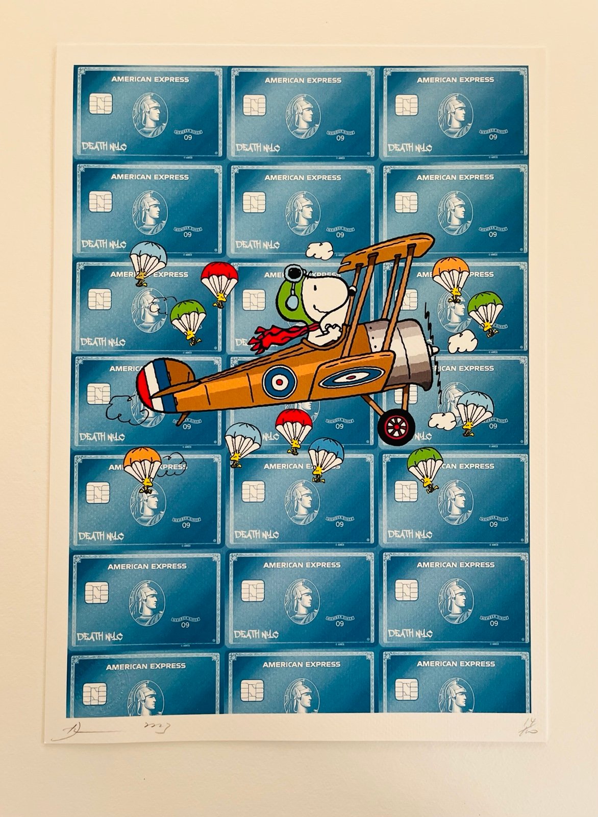 Snoopy Blue AmEx DEATH NYC Hand Signed Street Art Print Limited Editon with COA