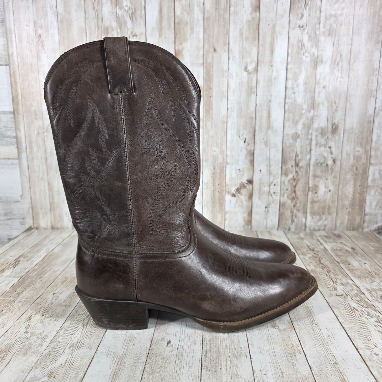 Nocona Western Cowboy Boots Leather Pull On Brown Mens 10 EE