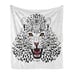 Angry Wild Leopard Ambesonne Black White Art Soft Flannel Fleece Throw Blanket P