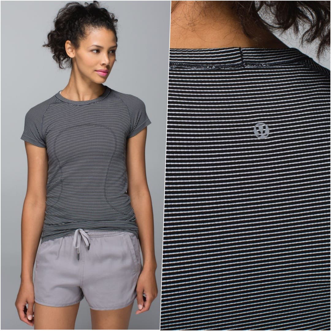 Lululemon Run Swiftly Short Sleeve Black White 6 NWOT