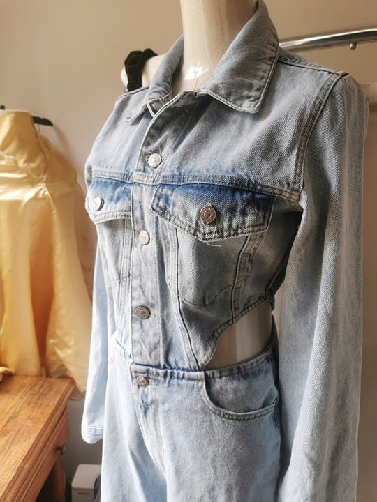 6 long European Denim Jumpsuit