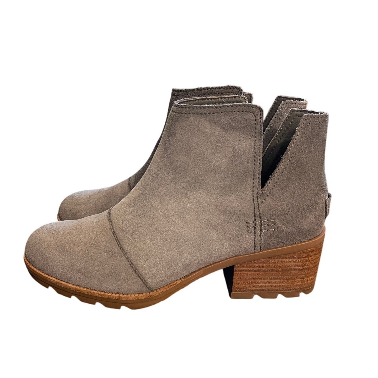 NEW! Sorel Womens 9.5 Cate Cutout Bootie Leather Ankle Boot Waterproof Ash Brown