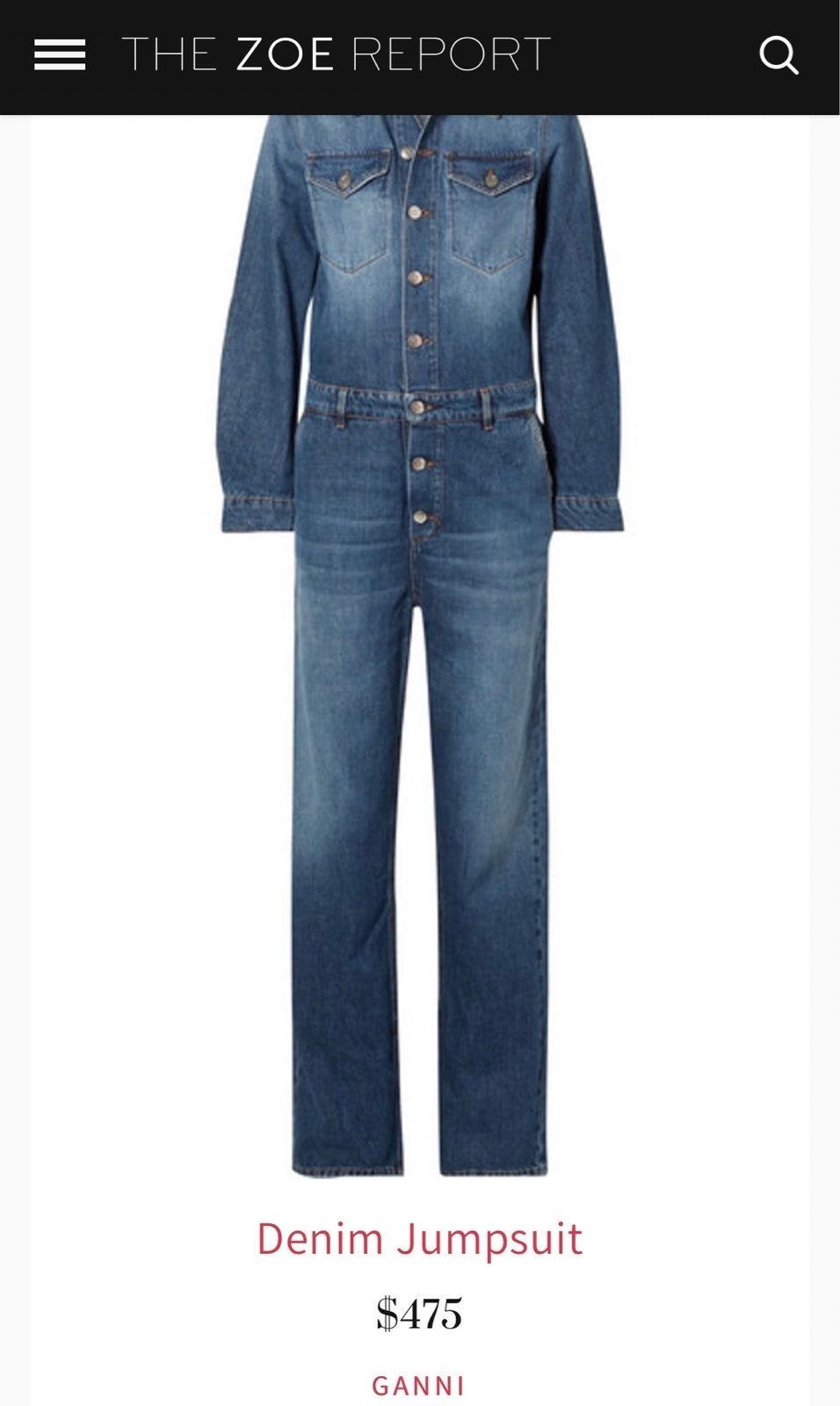 GANNI Denim Jumpsuit
