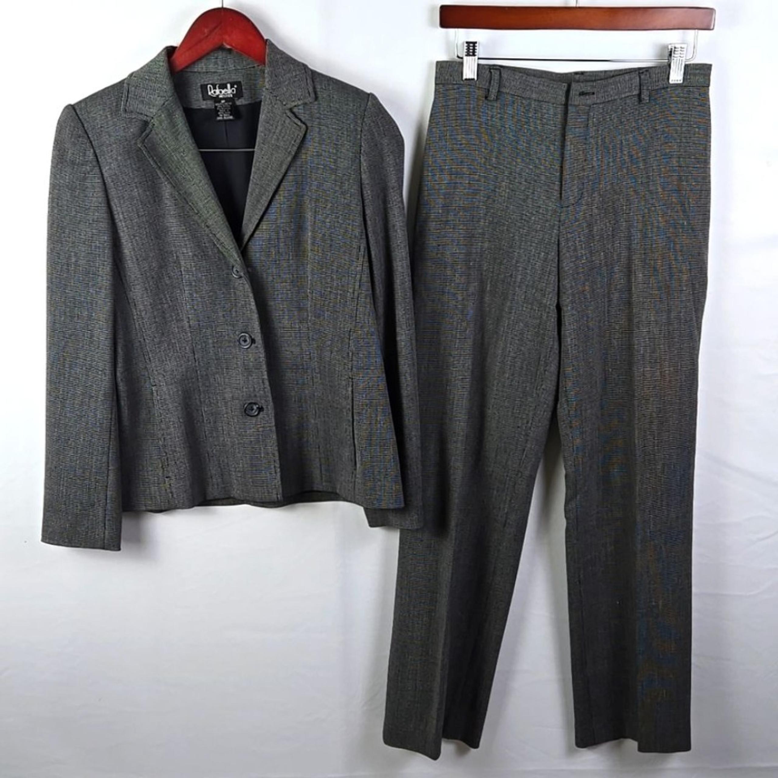Rafaella Womens 2pc Gray Pant Suit Blazer Sz 4P Business Career Workwear Dinner