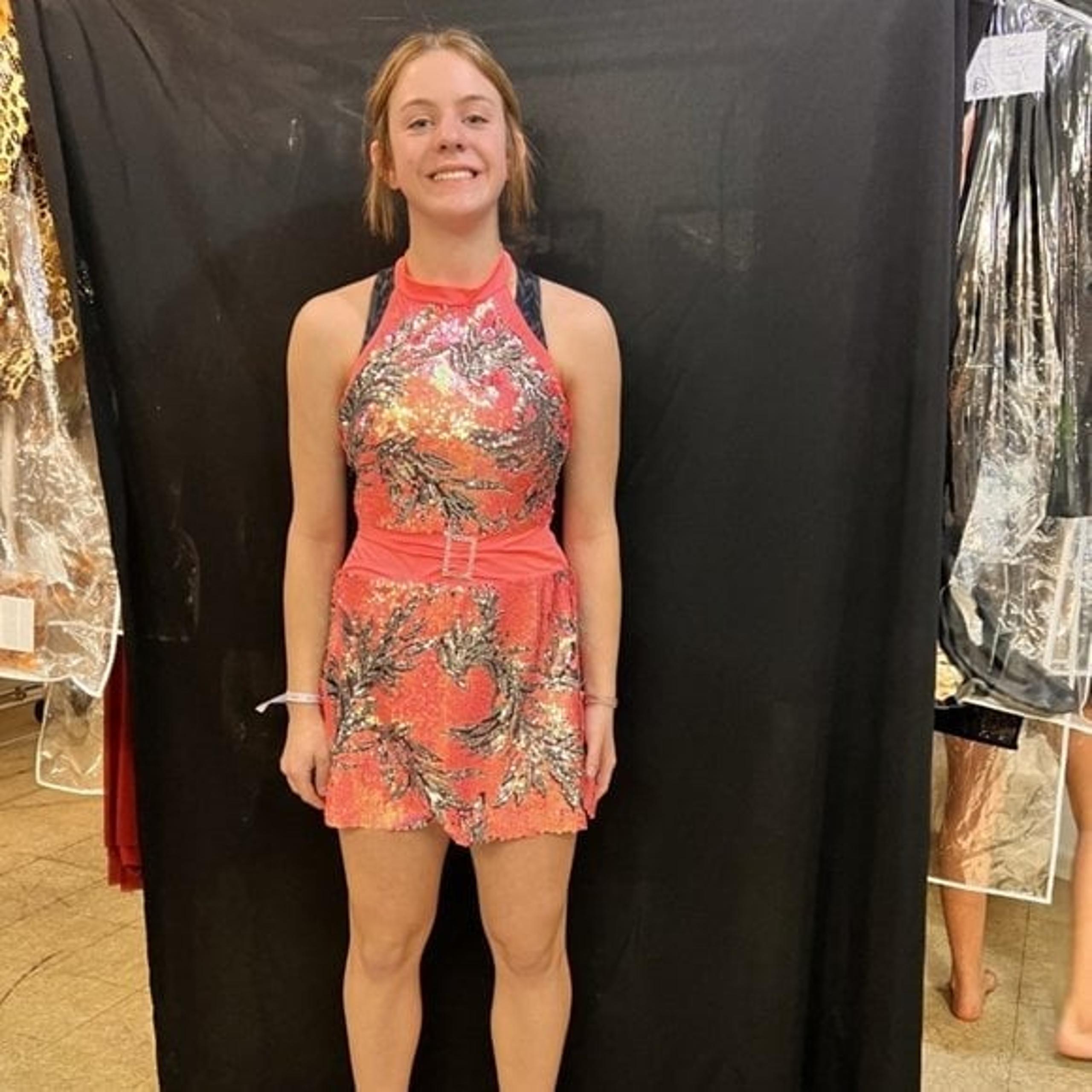 NEW Sequin Orange/Silver Tunic over Spandex Shortie from Costume Call