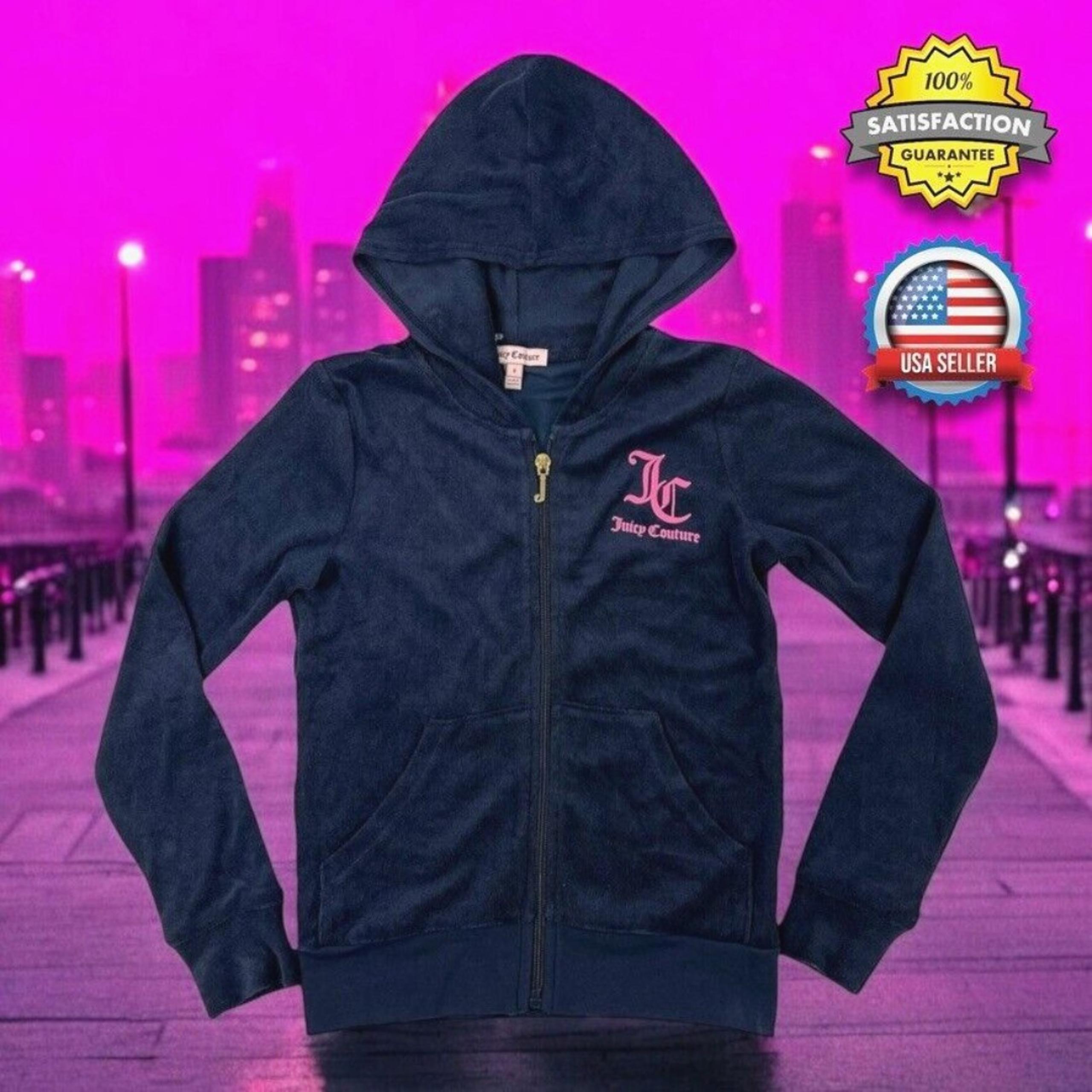 GIRLS SIZE 8 Juicy Couture Full Zip Hoodie Jacket Regal Blue Terry Cloth NWT
