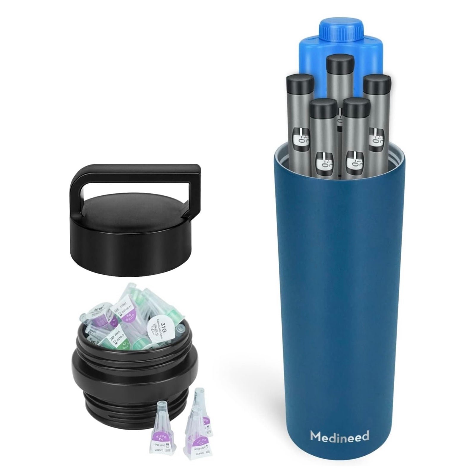 60H 3-6 Pens Medicine Travel Cooler Cooling Bag TSA Approve Biogel Ice Pack Blue