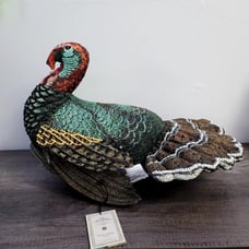John Derian - 16 x15 Beaded Turkey Novelty Plush Pillow Exclusive 2024