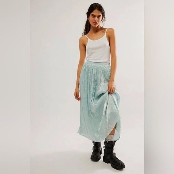 NWOT Free People Vera City Skirt in Aqua Blue Size 6