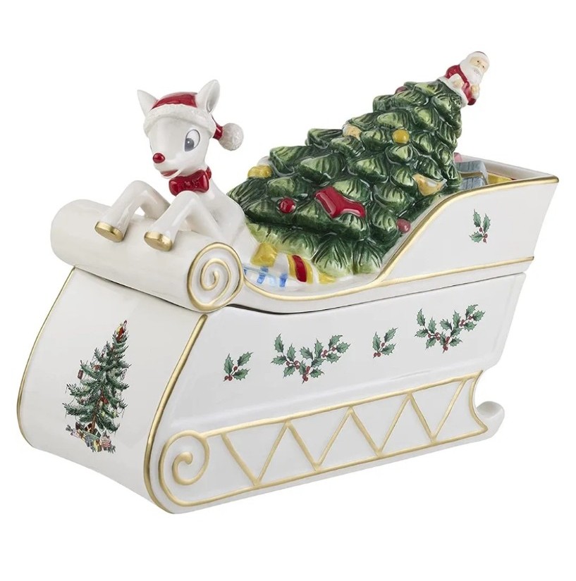 Spode Christmas Tree Rudolph Cookie Jar