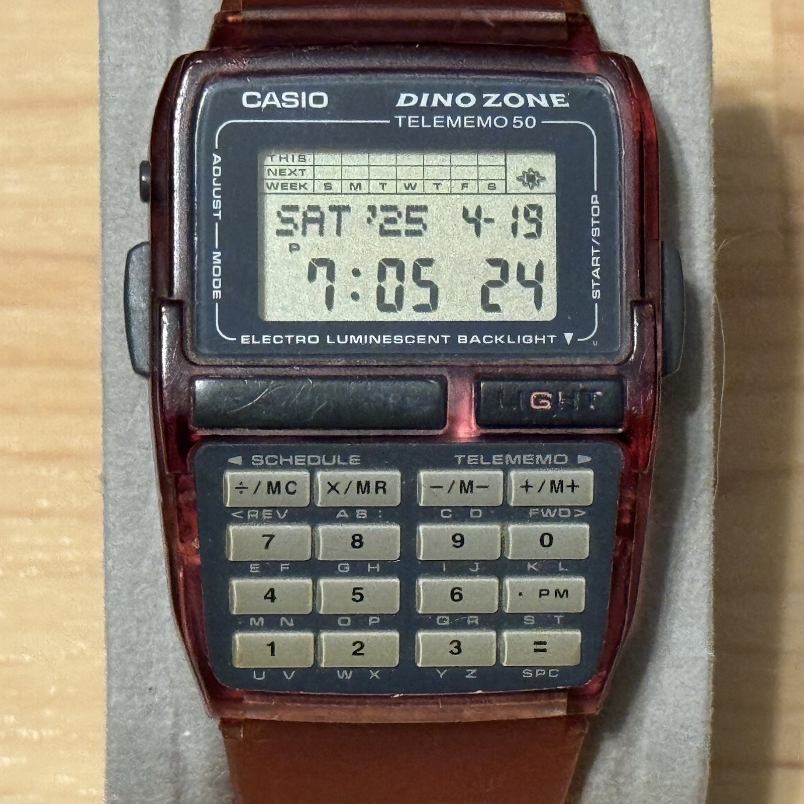 CASIO DBC-63 DINO ZONE RED TRANSPARENT CALCULATOR VINTAGE