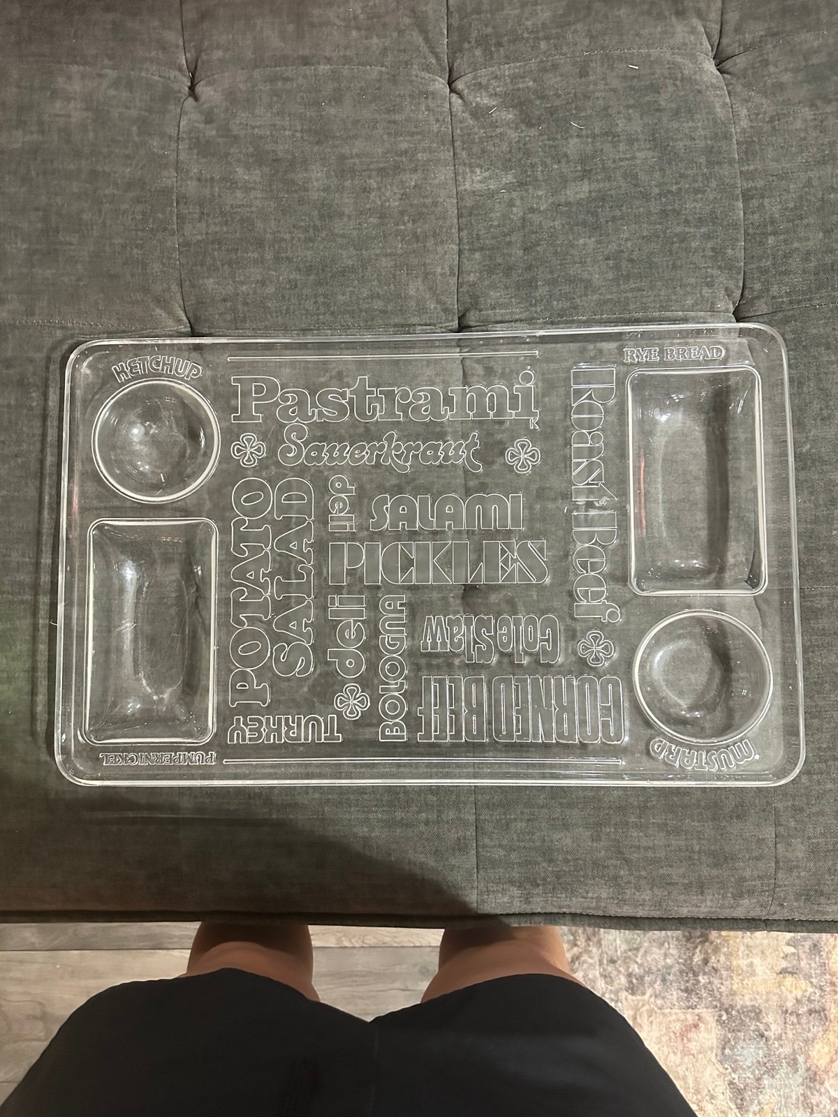 Grainware Lucite Acrylic Serving Tray MCM Jewish Deli Mah Jongg Holiday Party
