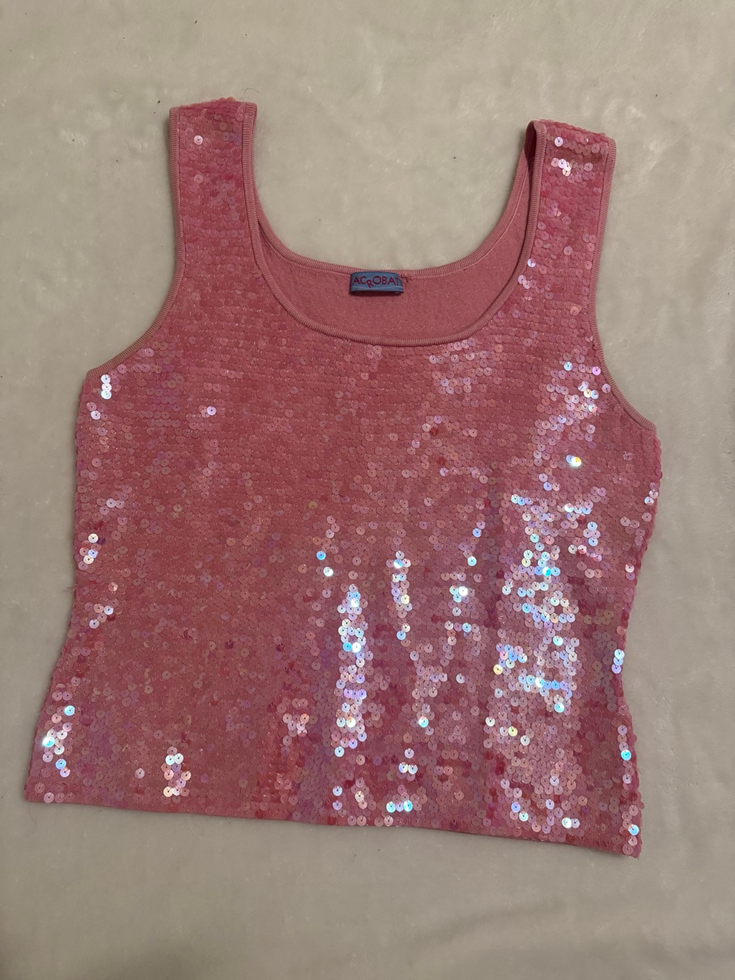 Pink sequined Acrobat sleeveless silk shell top