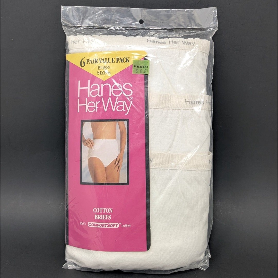 VINTAGE Woman’s Hanes Her Way Cotton Briefs Panties 6 Pack Size 6 NOS 1990