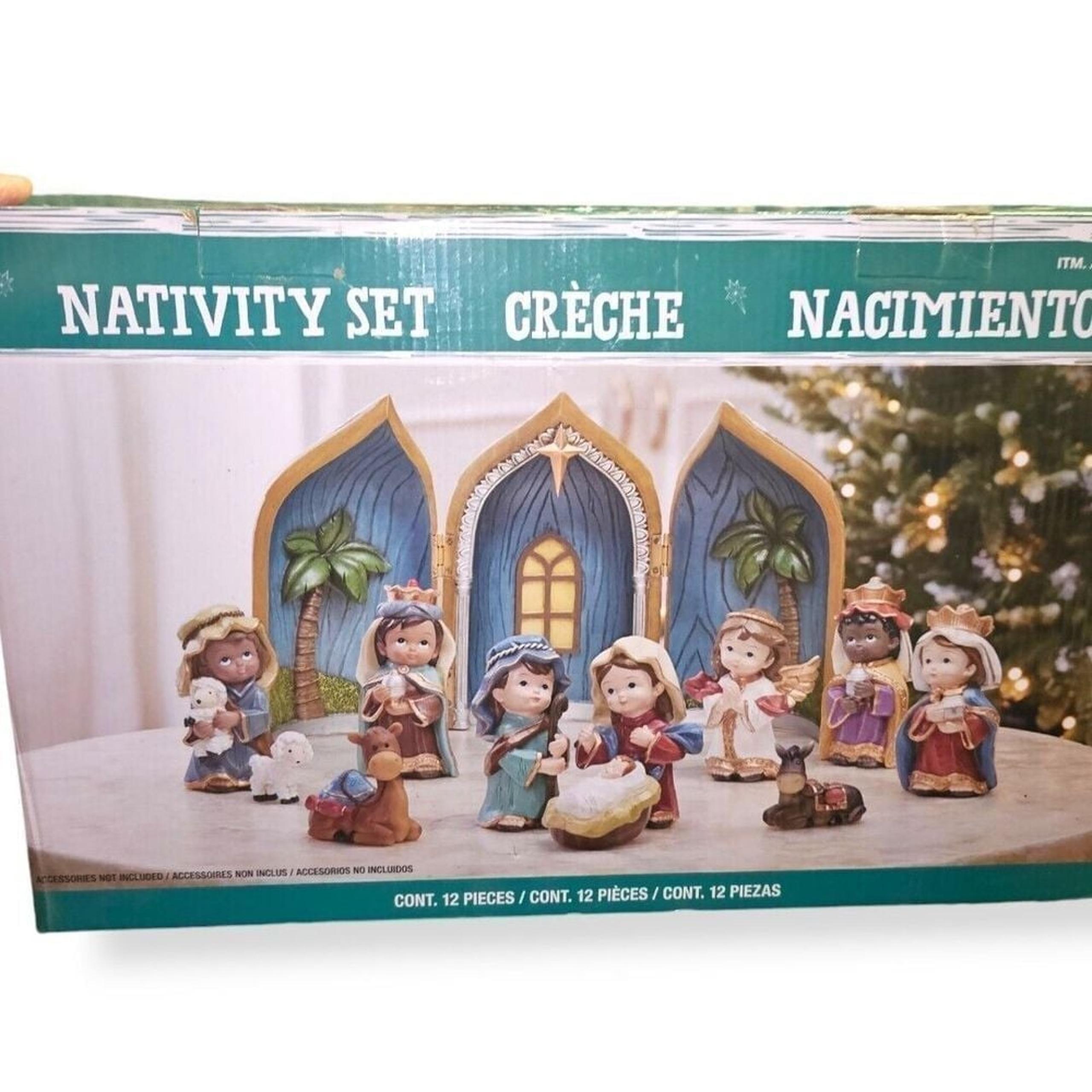 Moments In Time Christmas Baby Nativity Set 12 Pieces Table Top Hand Painted NIB