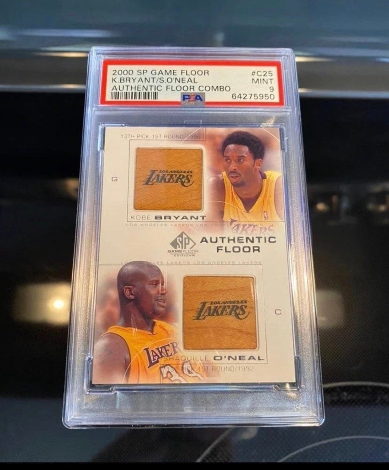 Upper Deck SP Kobe Bryant & Shaquille O’Neal Dual Game Floor Patch RARE PSA 9