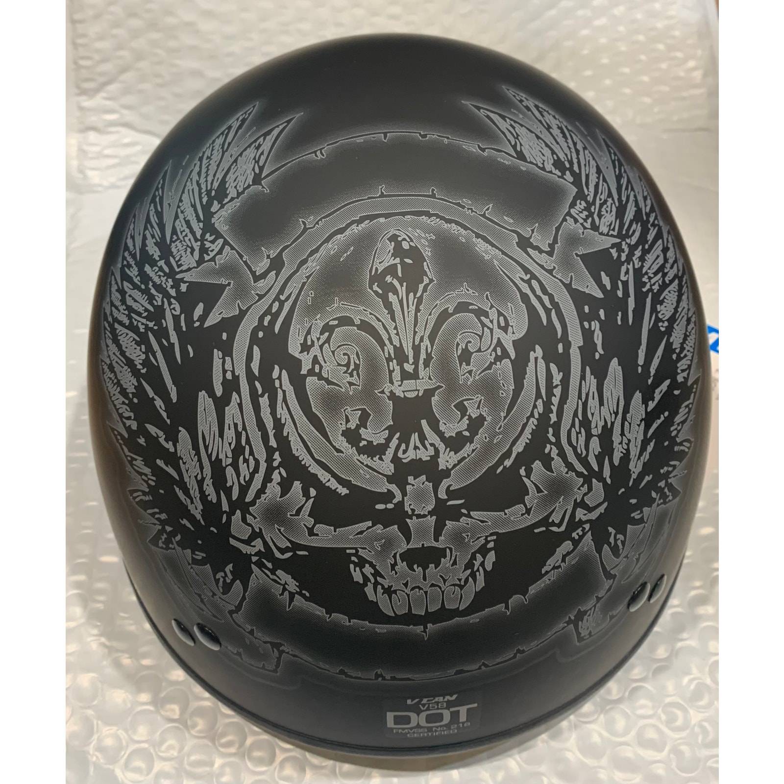 Half Helmet Skull VCAN SPORTS V58 Head Design Size XS D.O.T. Approved
