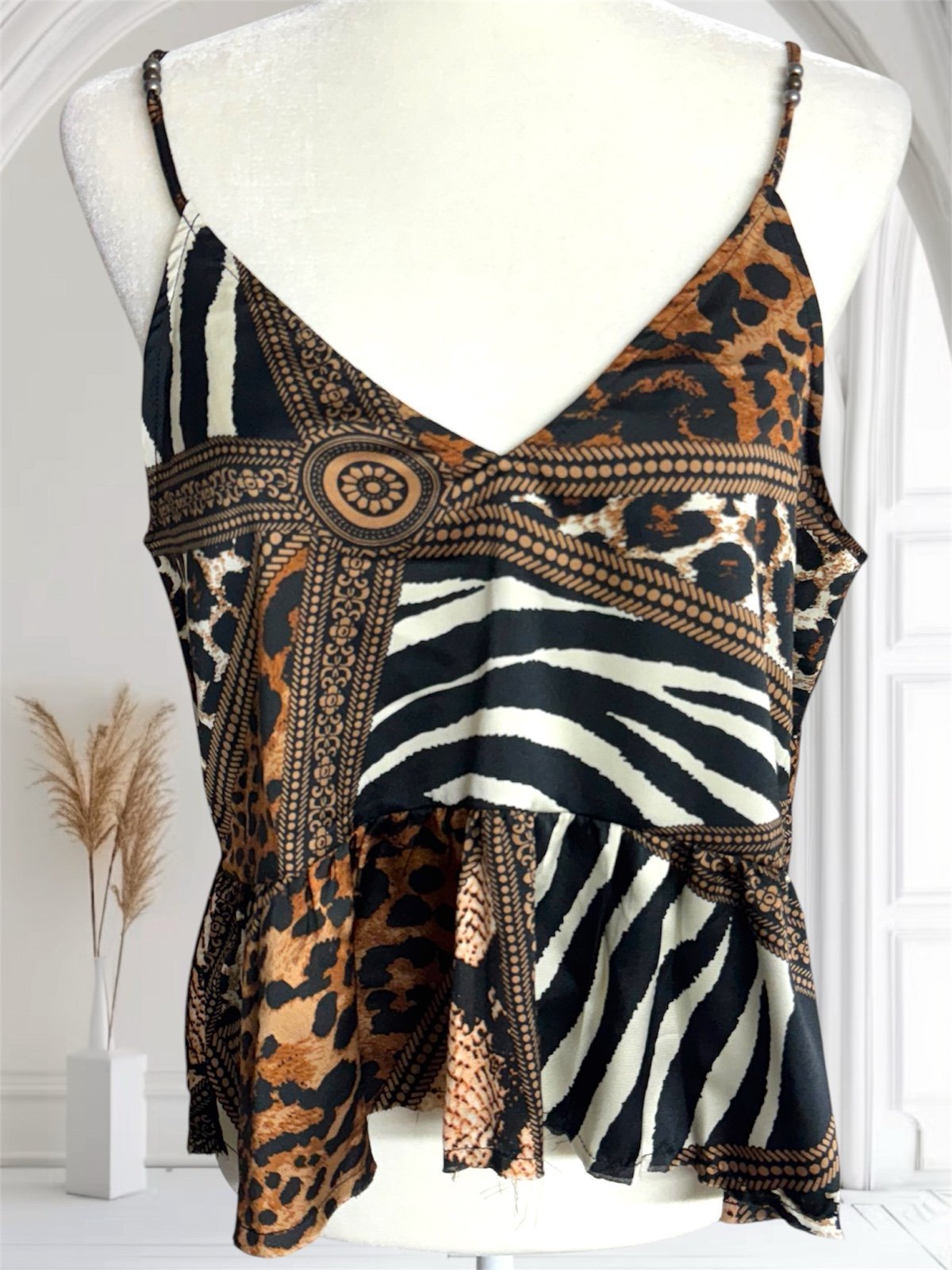 *NWT* One Teaspoon Bronze Rendezvous Cami in Mixed Animal Prints Size Large