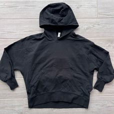 Lululemon Womens Black Speckled Pima Cotton Long Sleeve Pullover Hoodie Size 4