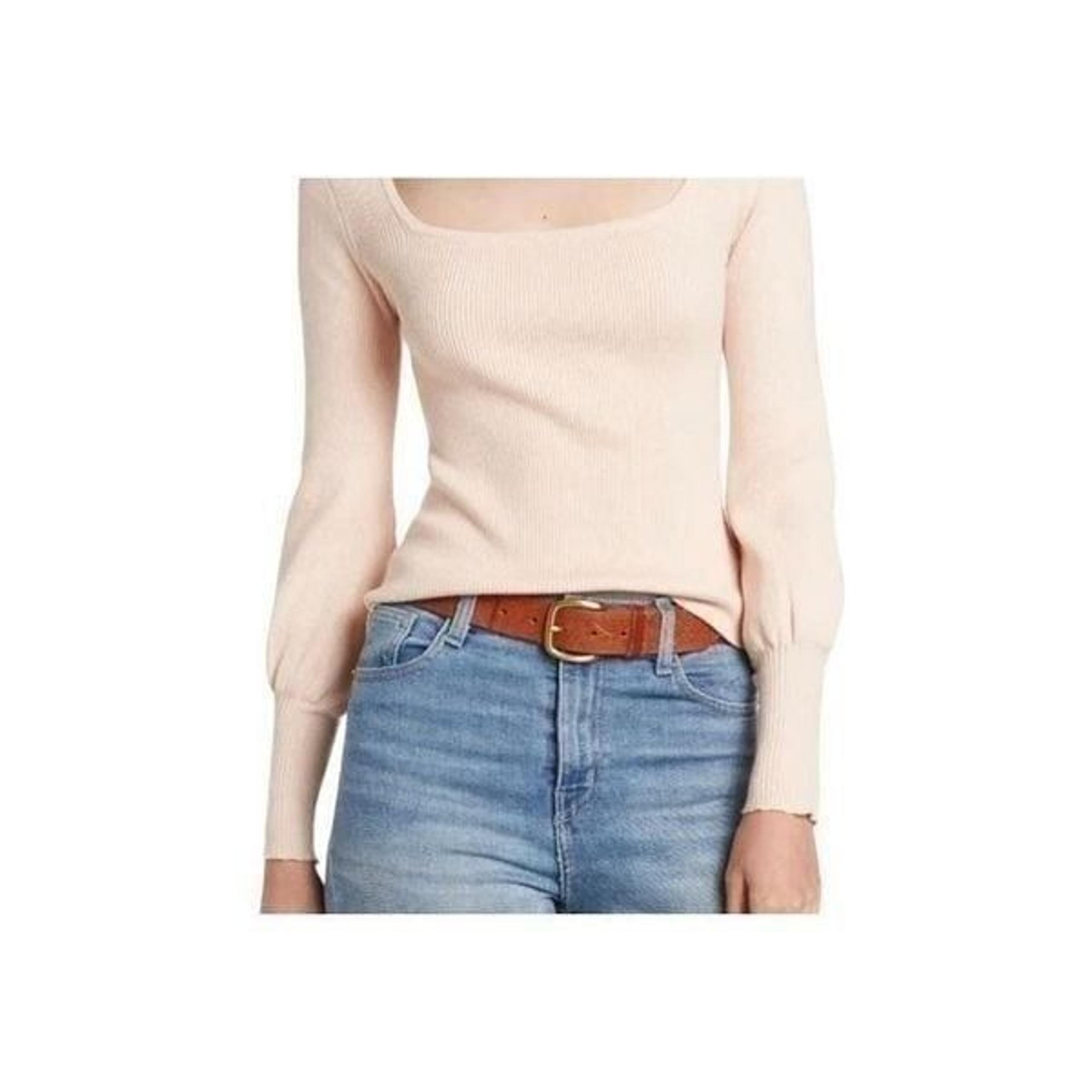 BB DAKOTA STEVE MADDEN Women's Top Sweater Ribbed Square Neckline Pink Small NWT