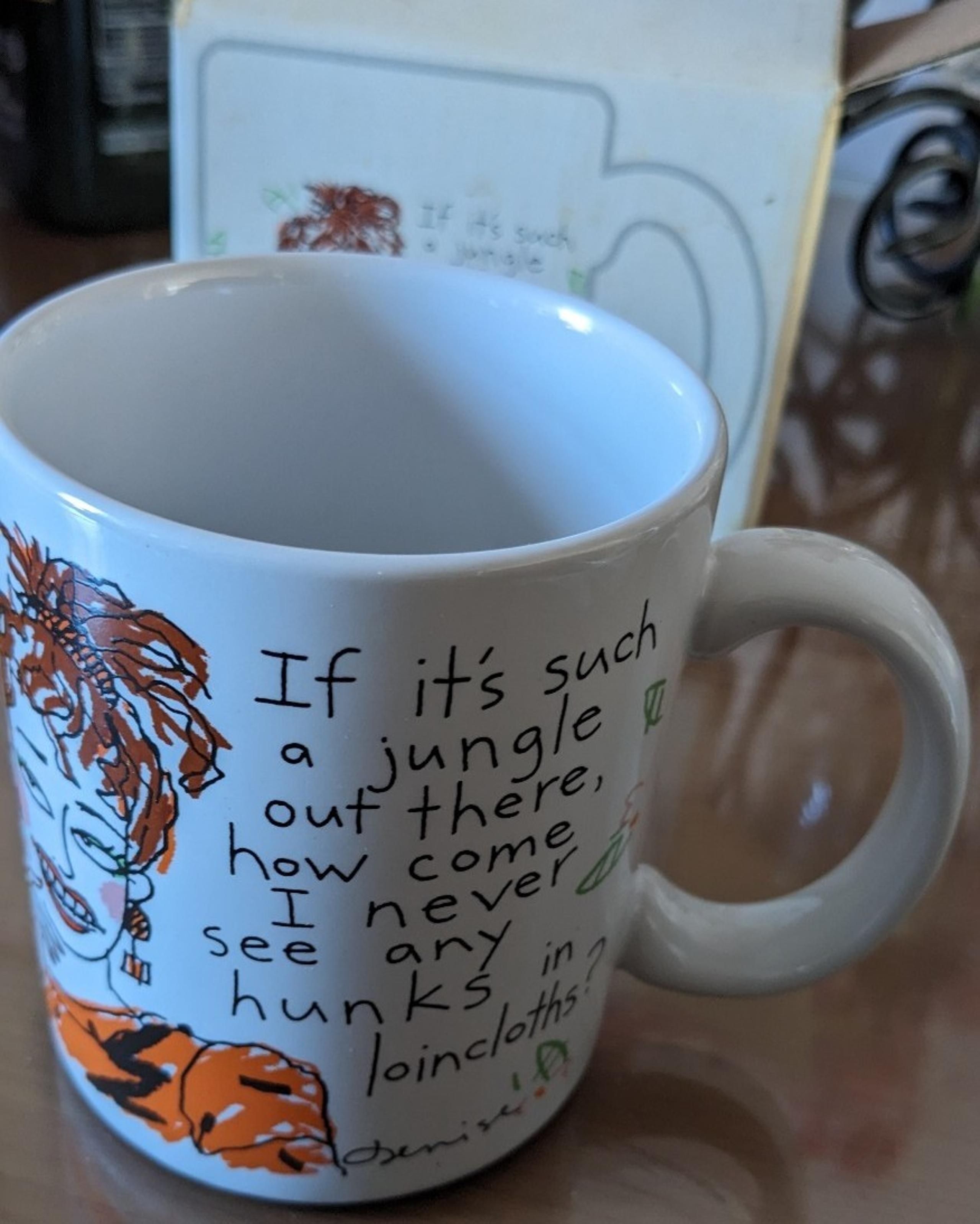 Vintage 80s Retro Mug "Jungle out there" Hallmark Shoebox Greetings