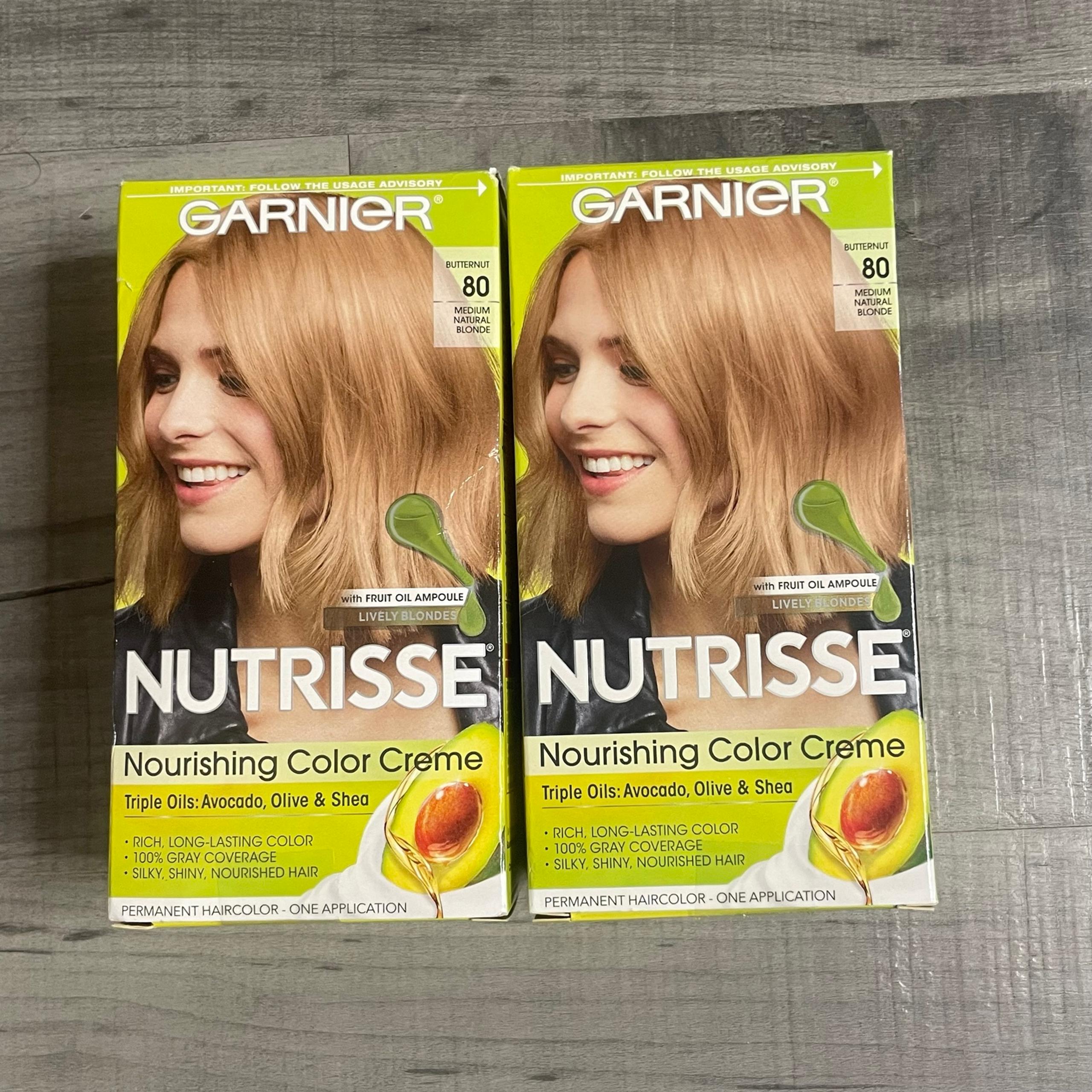 Set of 2 Garnier Nutrisse Permanent Hair Color 80 medium natural blonde