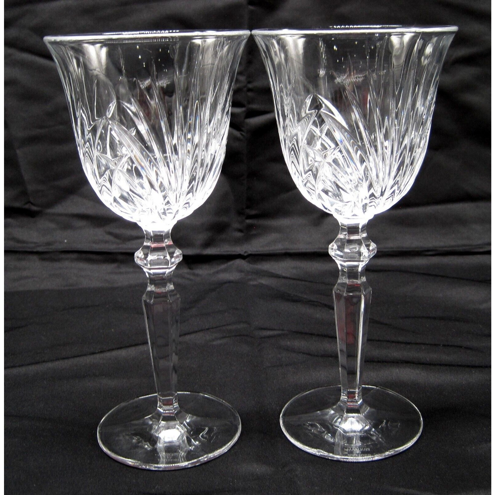 Waterford (Marquis) “Newberry” Set of 2 Crystal Water or Wine Glasses 7 3/4” 8oz