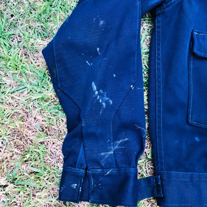 Vintage Distressed Blue Zip Denim Jacket