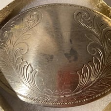 Vintage Metal Belt Buckle, Nickel Silver, Nice Design, 3 3/4 x 2 3/4