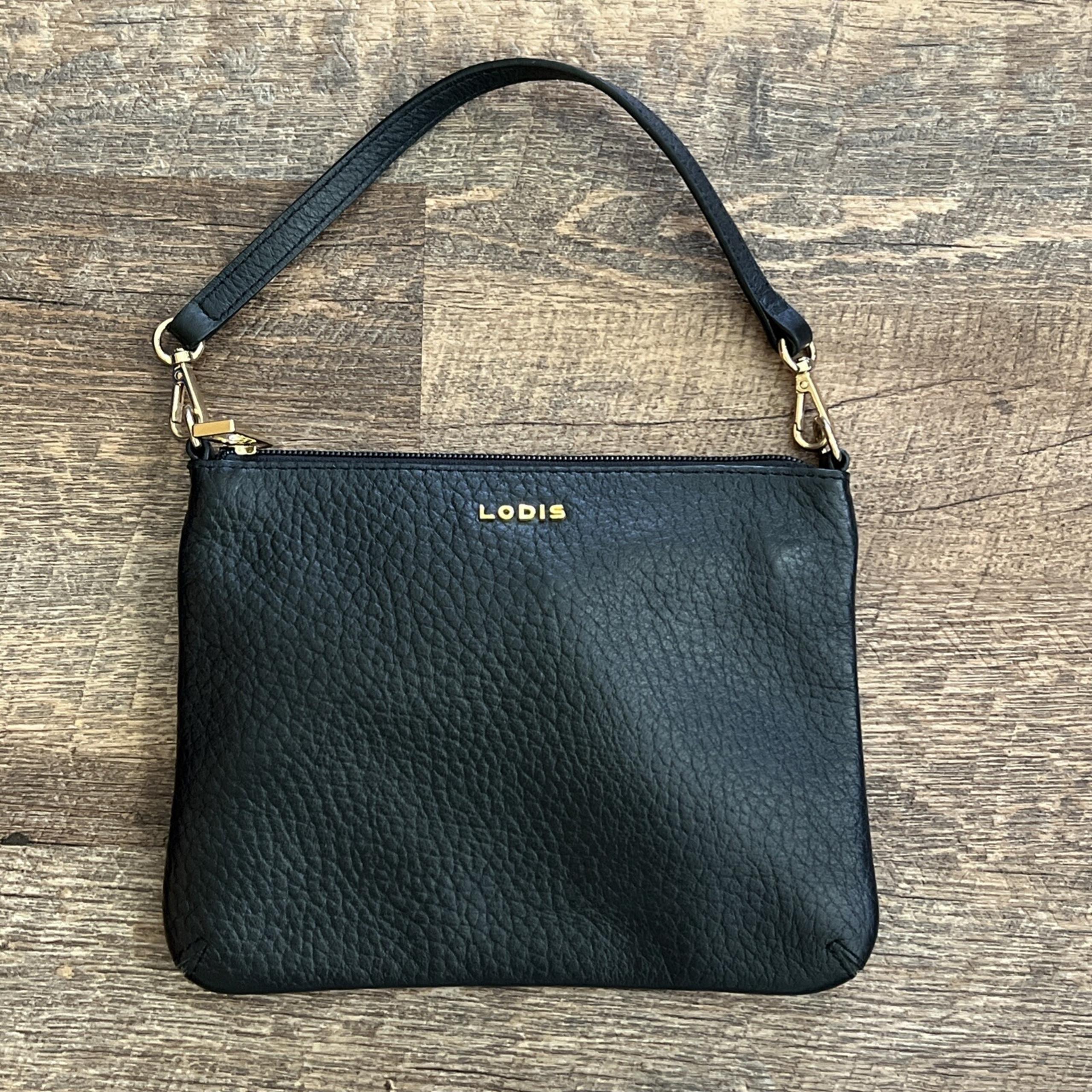 Lodis Handbag Black Small Pebbled Leather Packable Date Night Prom Girl's Night