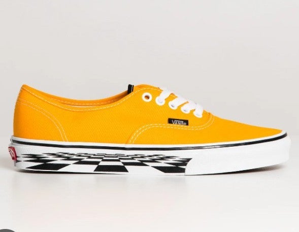 NEW Vans Authentic Unisex Sneakers Graphic Check Yellow Shoes Mens Size 10.5