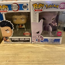 Flocked mewtwo and gyomei funko pop limited edition lot