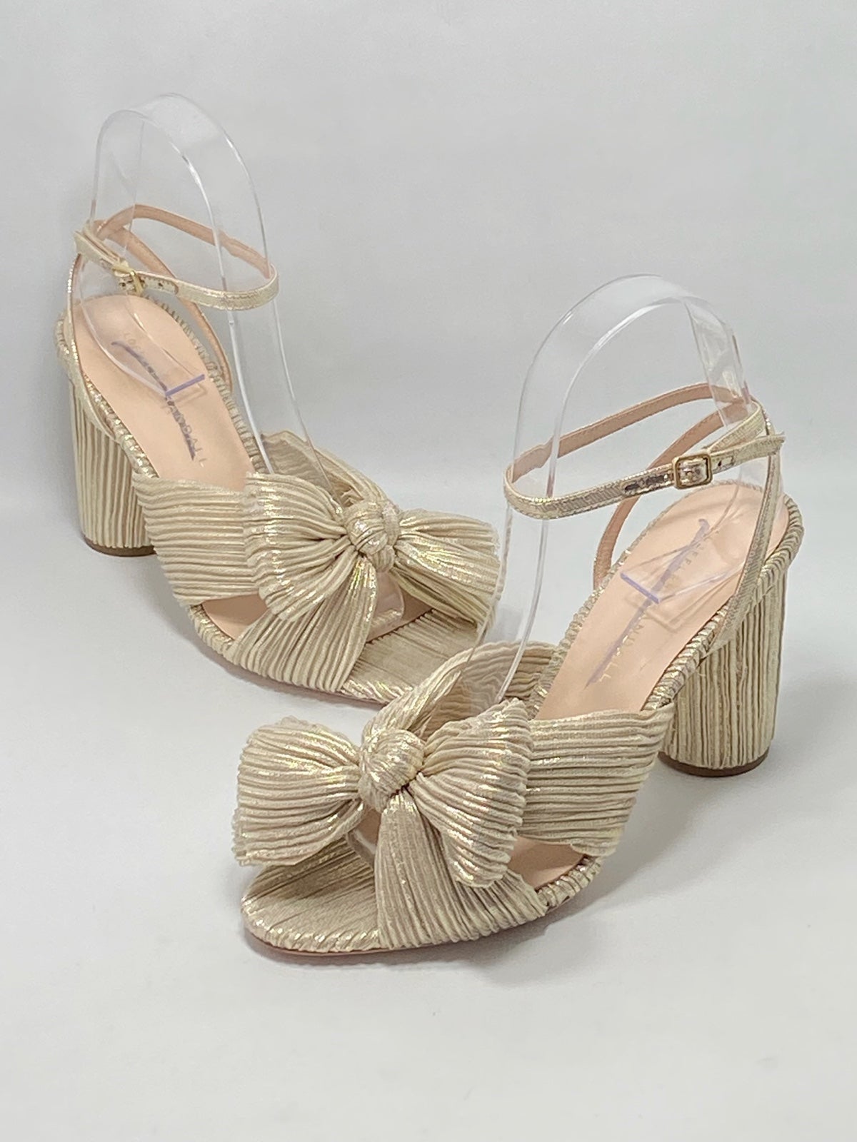 Loeffler Randall Camellia Knotted Lamé Sandals size 6.5