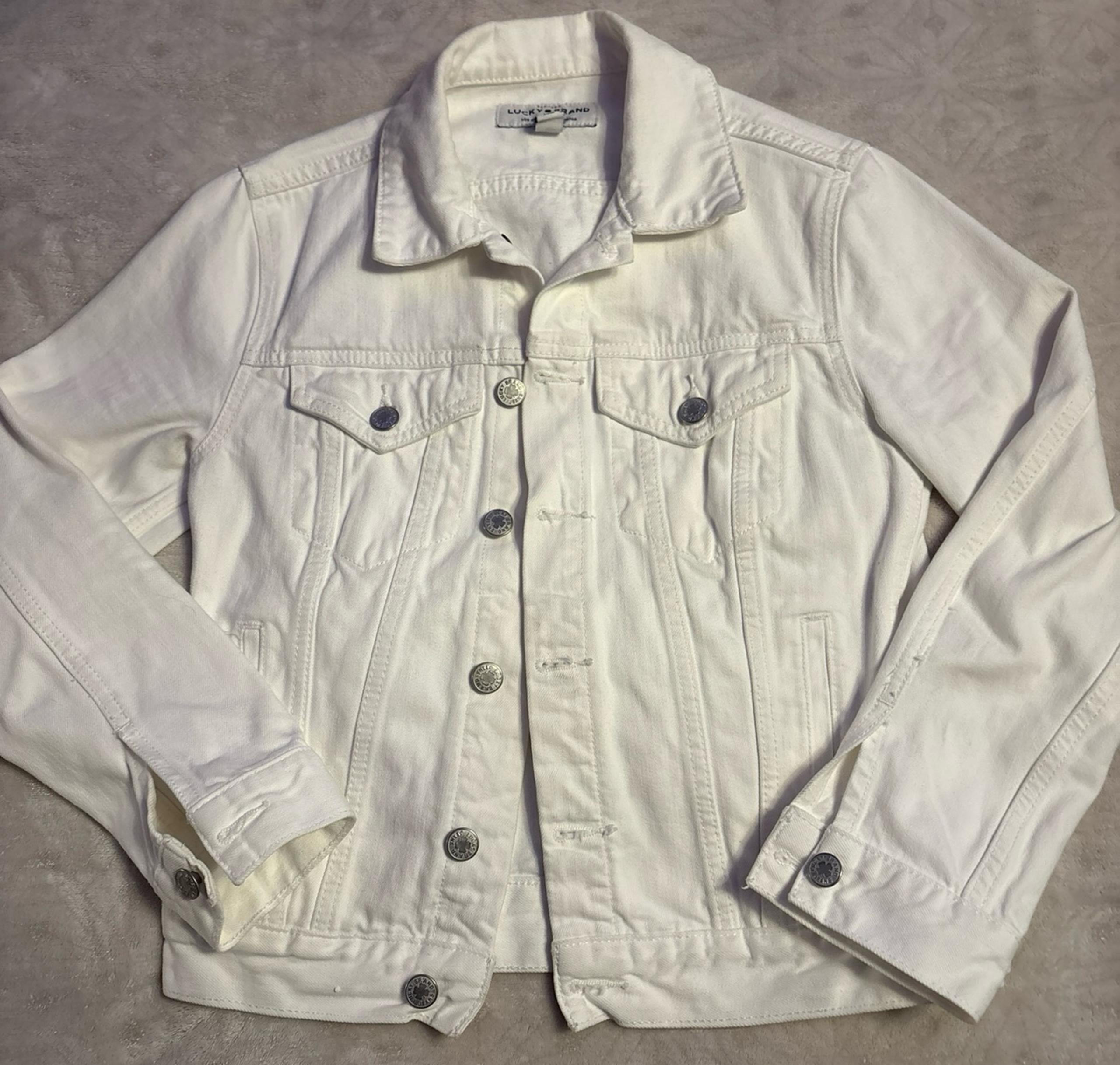 Lucky Brand Women’s White Stretch Denim Jean Jacket, Small