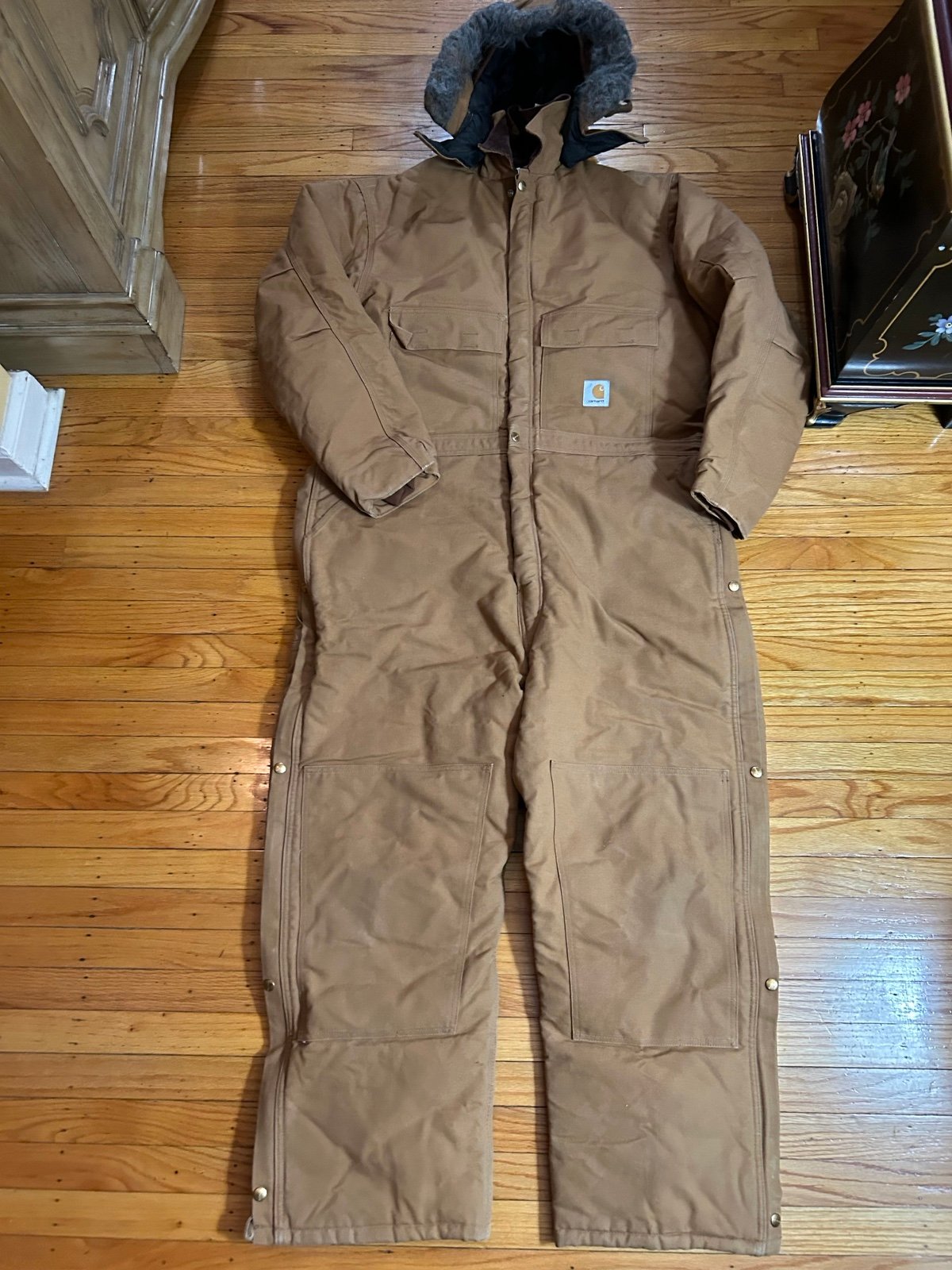 Carhartt Carhartt Quilt Lined Duck Coveralls SZ 50 Short With Detachable Hood