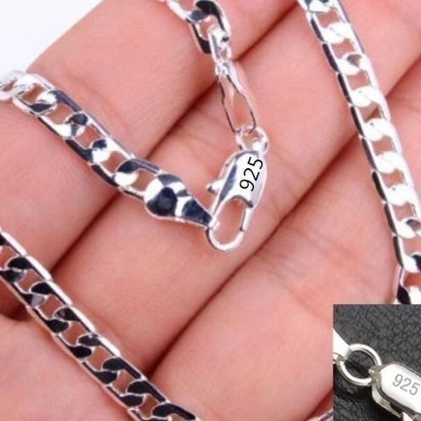5Unisex Men’s Women’s 4mm Link Chain 24” Necklace 925 Plated Fashion Jewelry