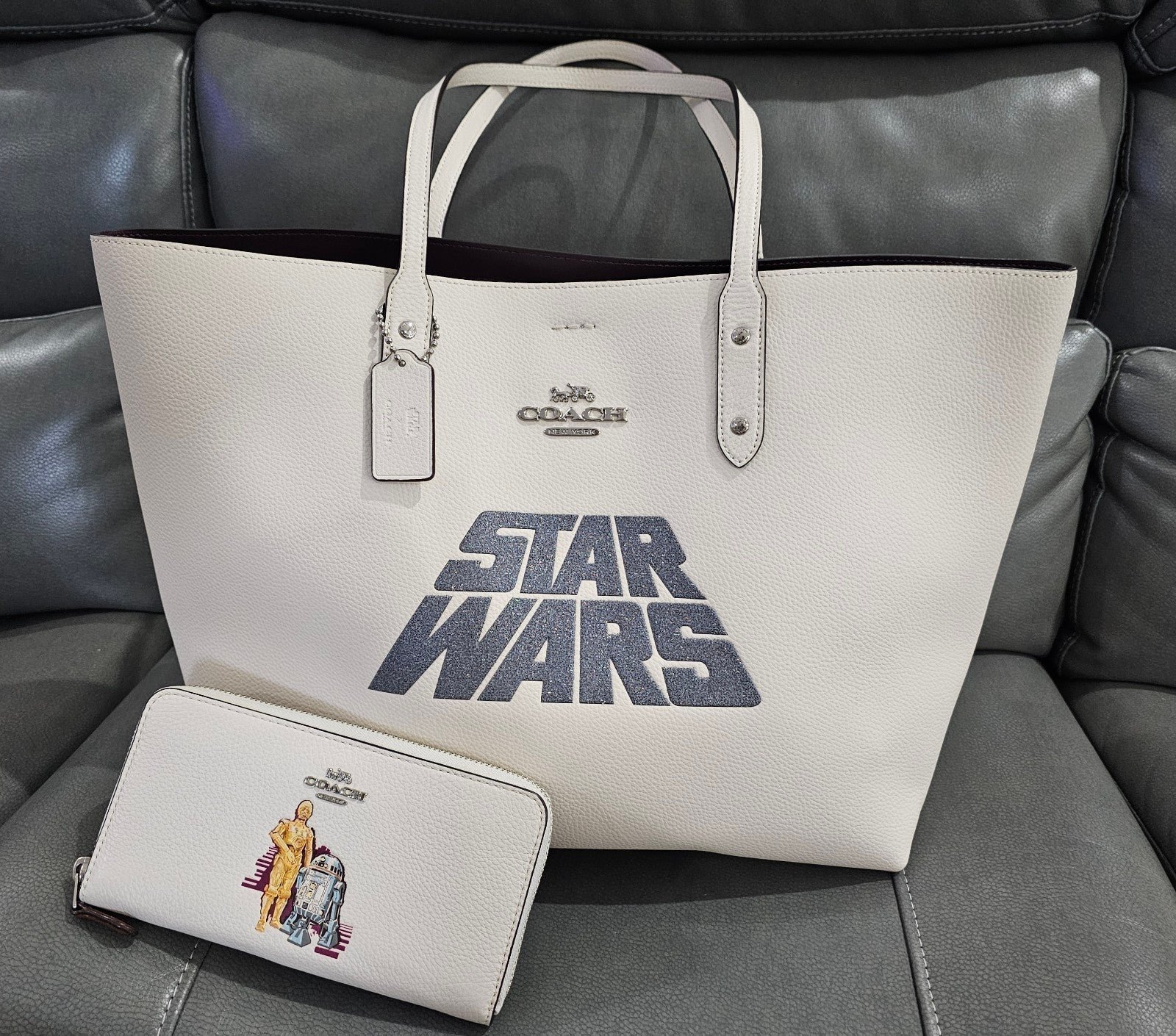 STAR WARS X COACH NEW IVORY TOTE/WALLET COMBO RARE