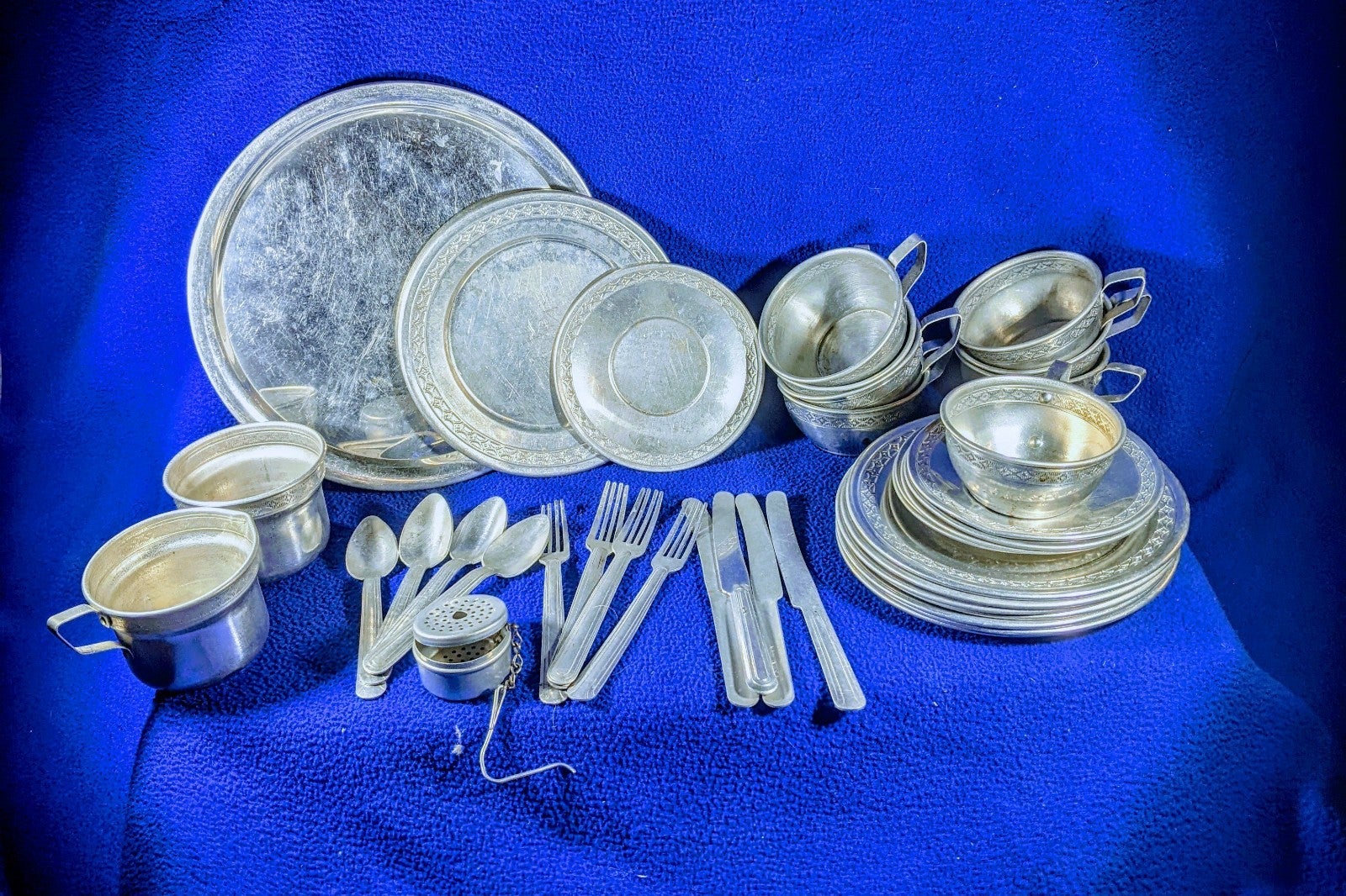 Vintage aluminum mini tea set