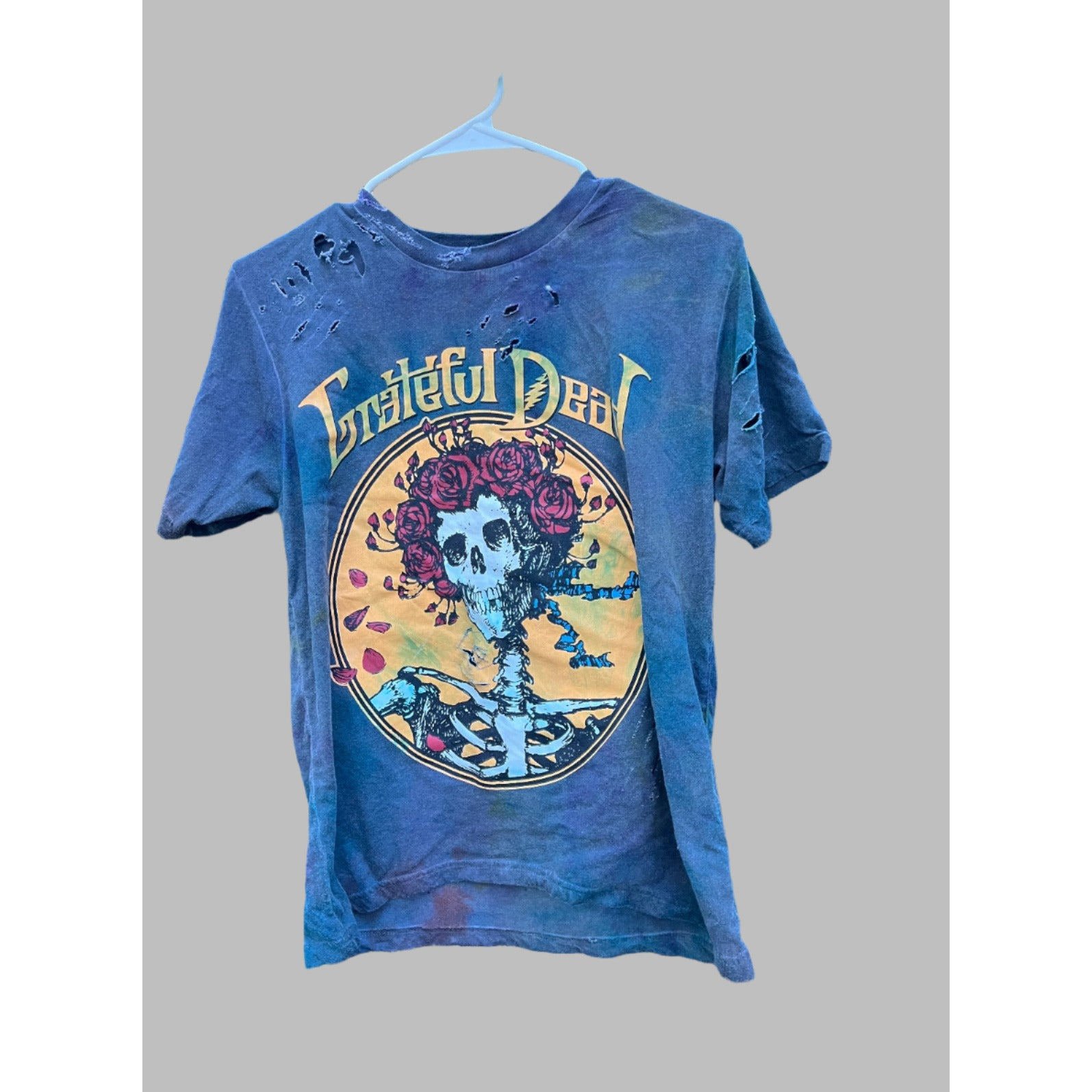 Reverse Tie Dye Grateful Dead Distressed Tee