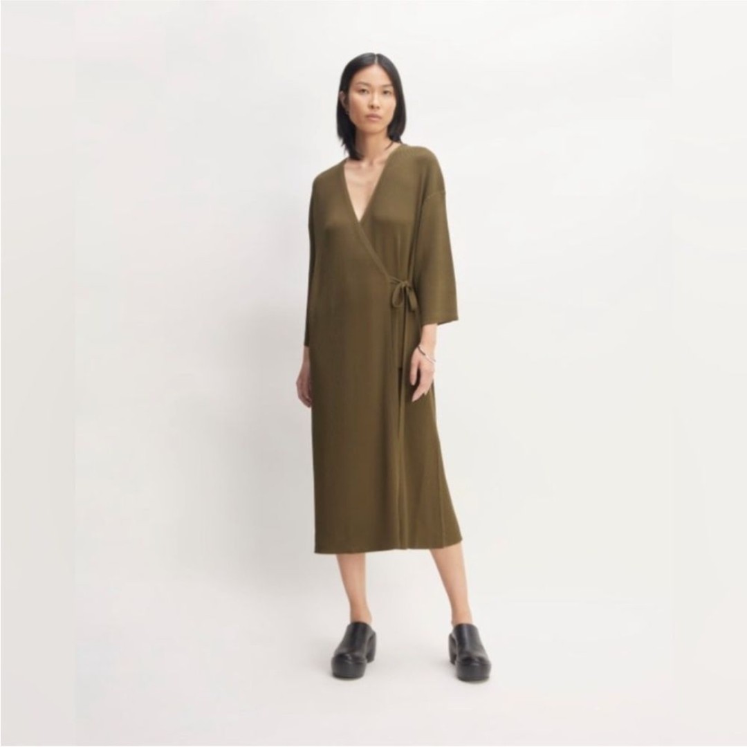 NWT Everlane The Ribbed Wrap Midi Dress