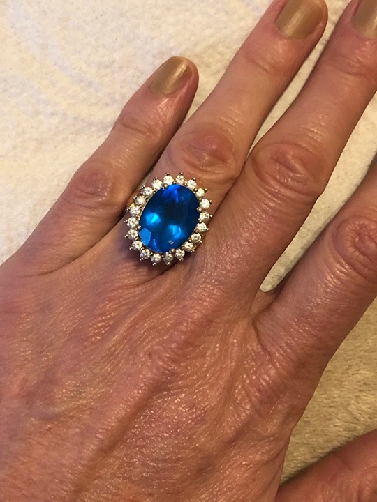 Gold plated Ring with London Blue topaz size 7