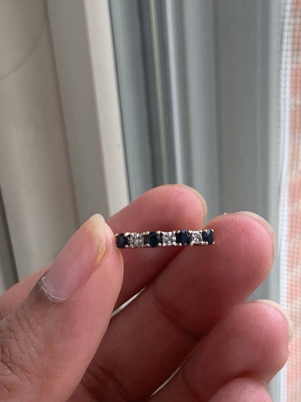 10k Gold Blue Sapphire/Diamond Ring