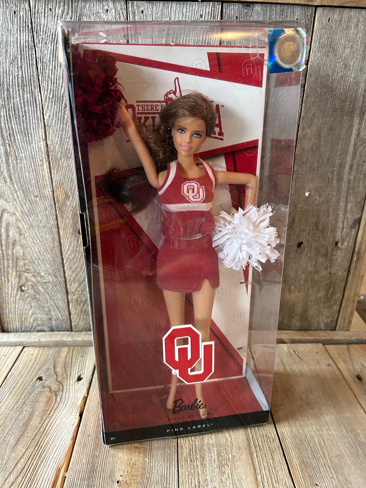 2012 University of Oklahoma Cheerleader Barbie Doll w/Box Pink Label READ DESC
