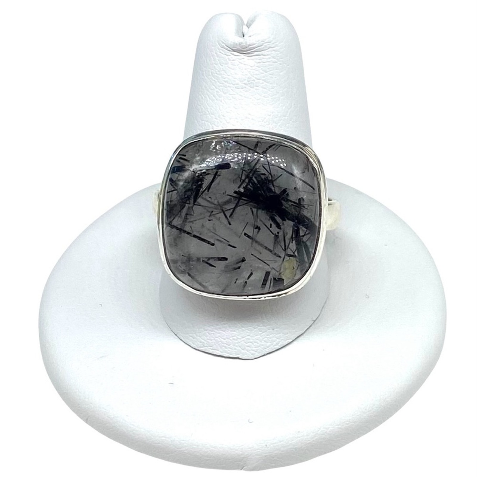 Rutilated Quartz Ring Size 11 Solid 925 Sterling Silver Black Tourmaline Rutile