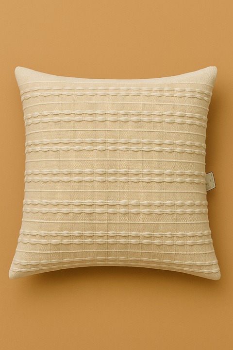 NEW Throw Pillow, 20 by 20 inches, Woven Wonder Stripe, Natural