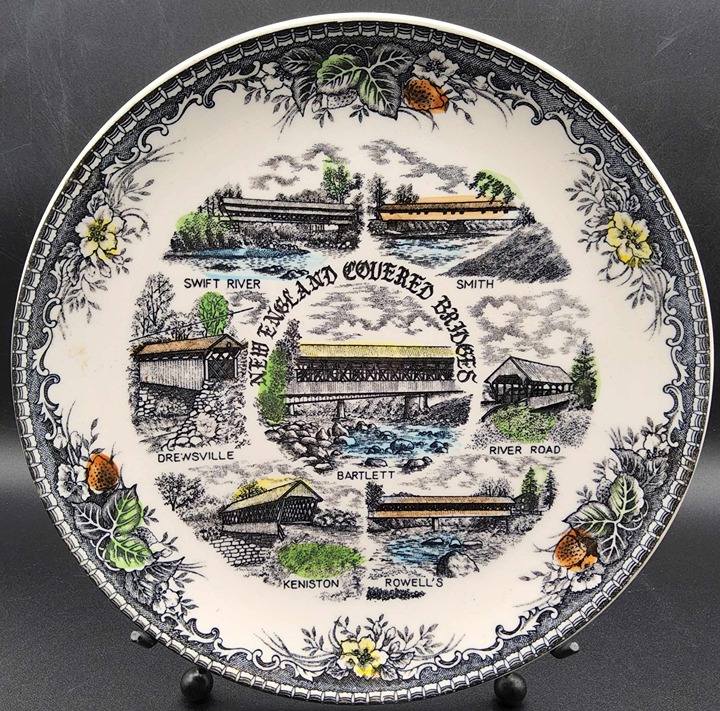 Vintage New England Covered Bridges 9 Souvenir Collector Plate