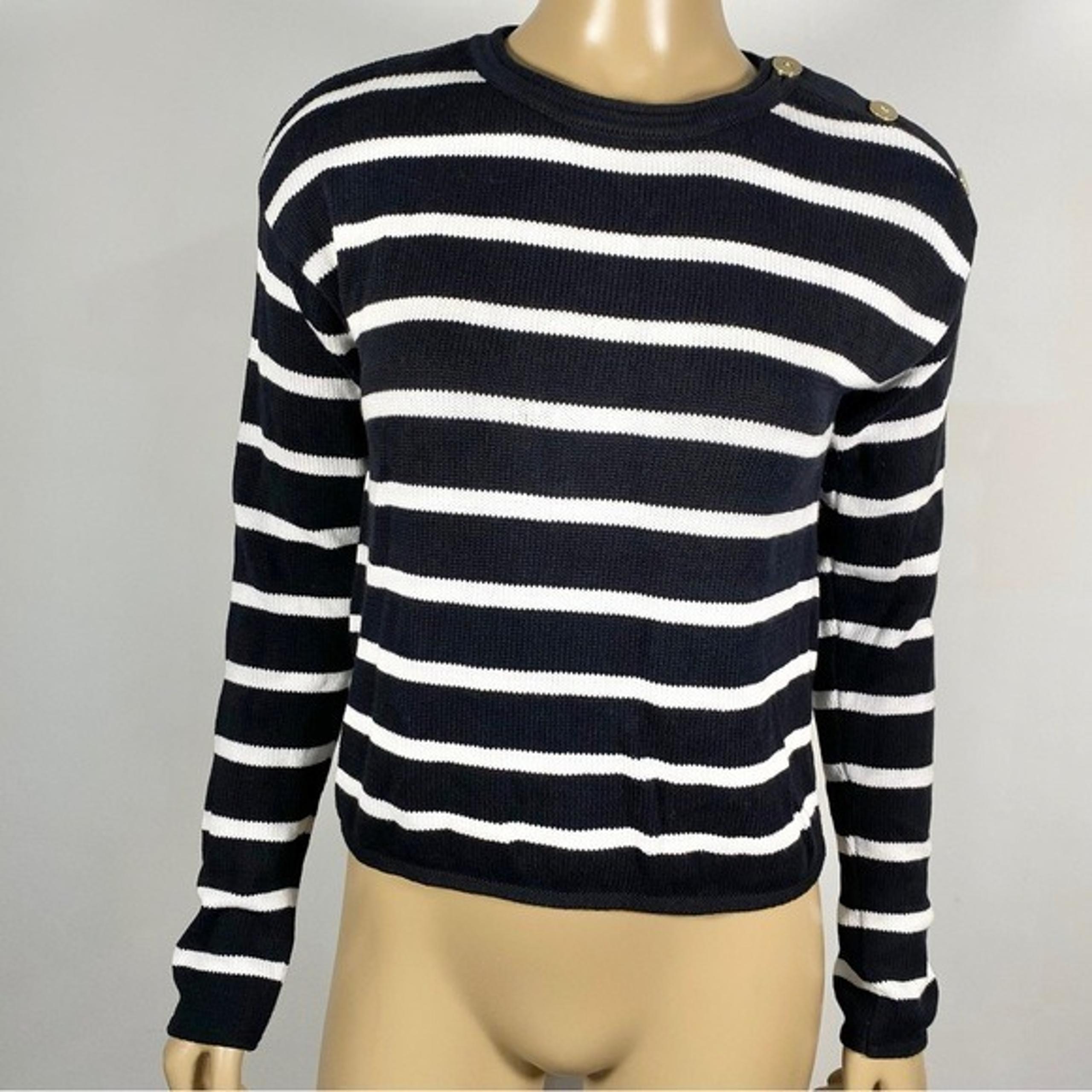 A|X Armani Exchange Women’s Size Extra Small XS Striped Button Detail Sweater