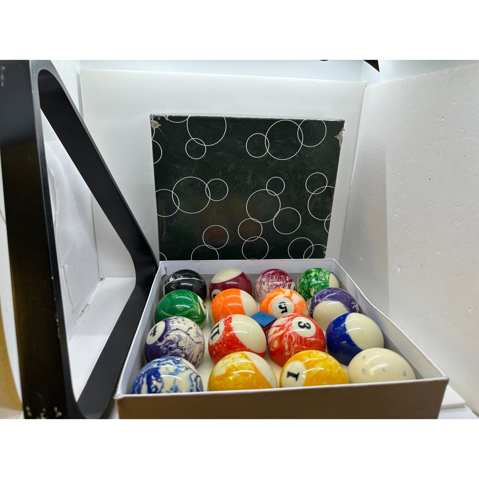 Sportcraft Pool Billiard Complete Set Marbled 16 Balls + Rack With Original Box