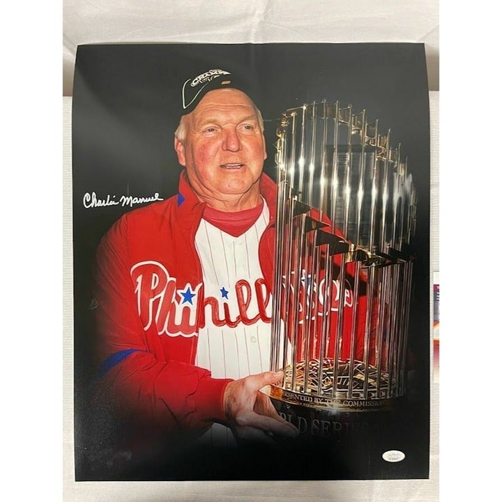 Charlie Manuel signed autograph Philadelphia Phillies 16x20 photo JSA#WIT649477