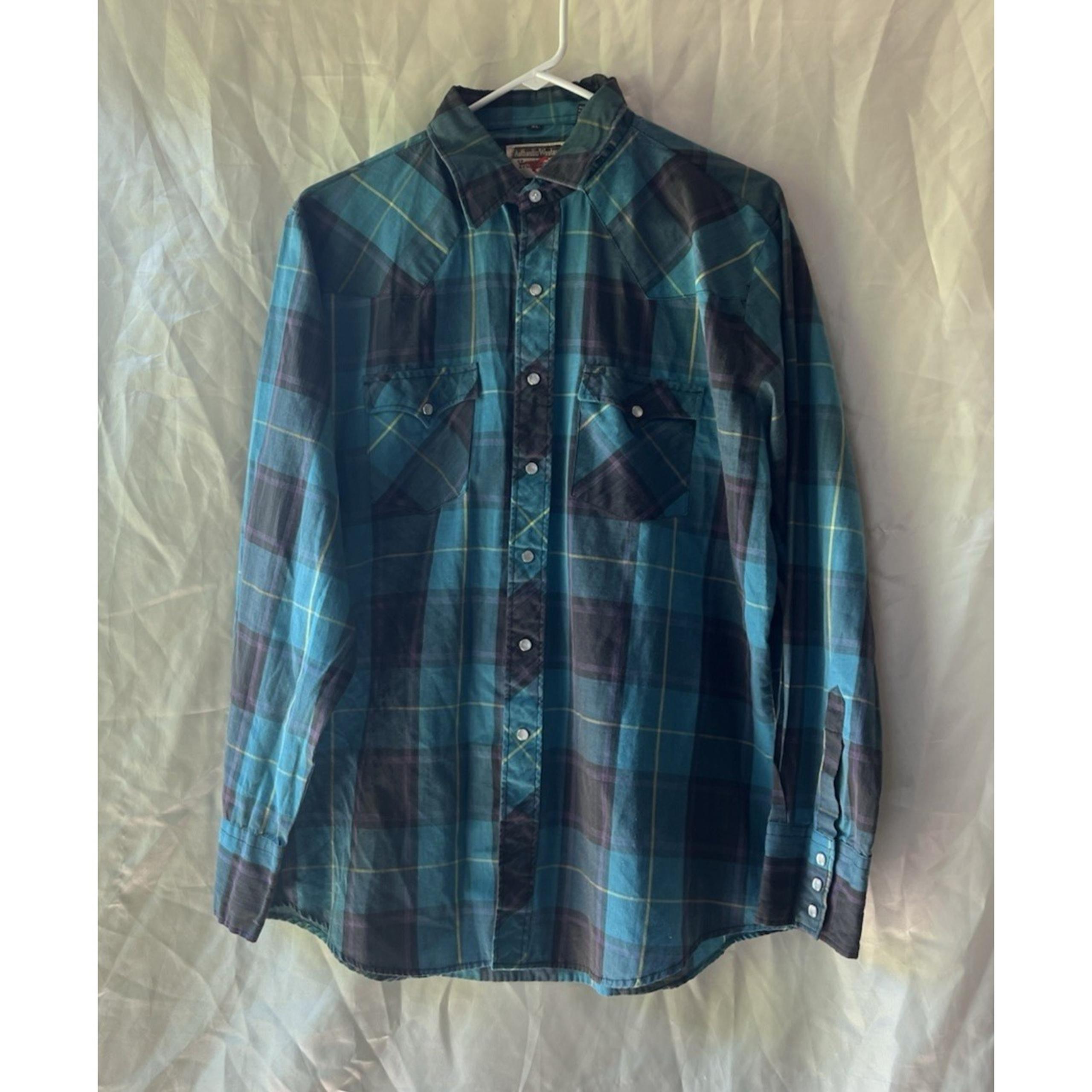 Youngblood Authentic Western Shirt Mens XL Plaid Pearl Snap Vintage Long Sleeve